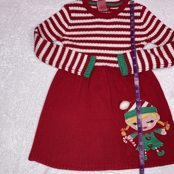 Jingled & joy candy cane Stripes jingle bell elf sweater dress small 5/6 - Picture 3 of 6